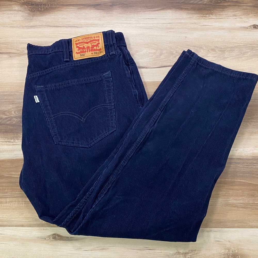 Levi's 502 Taper Pants W38 L30 Corduroy Regular Tapered Navy Blue 29507-0342